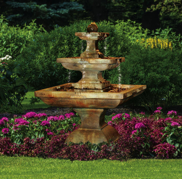 Equinox Tall Garden Fountain Cement Square Statuary Courtyards